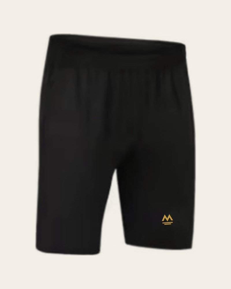The Training Short, black with a small gold Stanmore mark